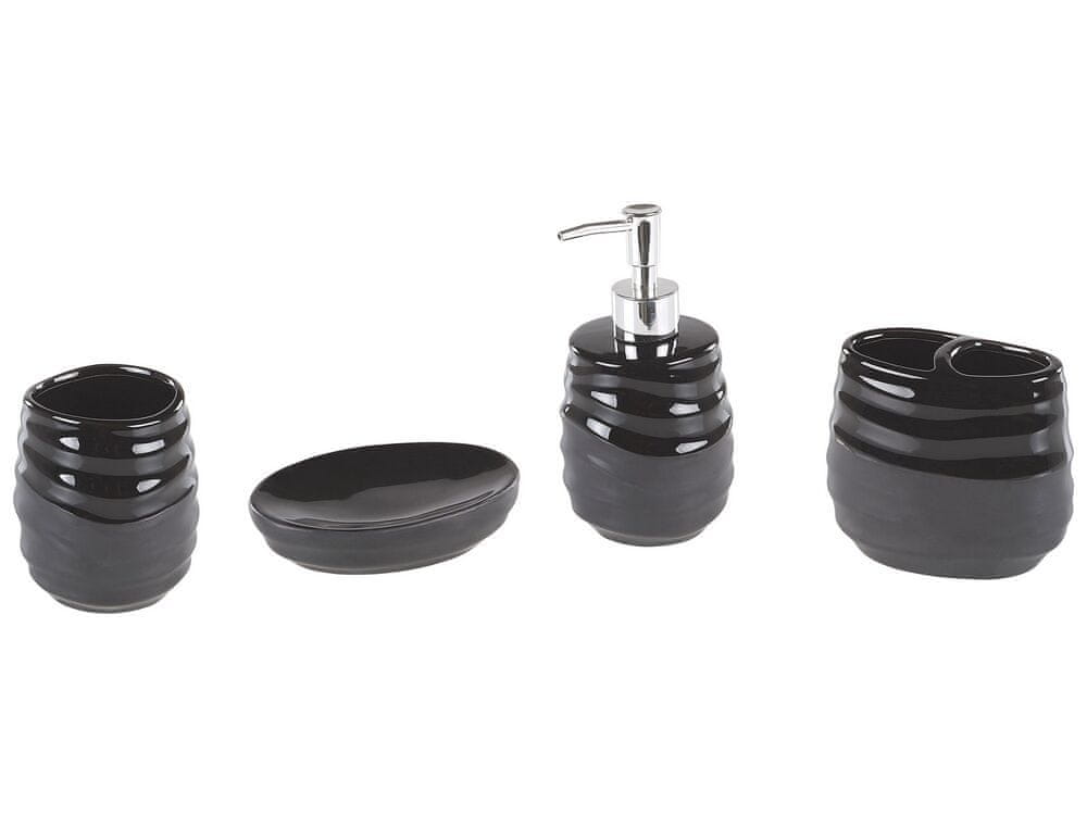 Beliani 4-dielna keramická súprava kúpeľňových doplnkov čierna CHANCO